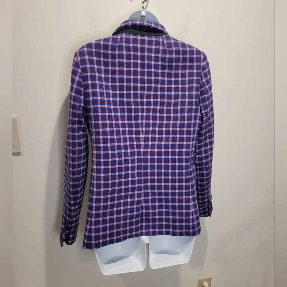 J Crew Regent Womens Size 4 In Bright Colored Plaid Print One Button Blazer